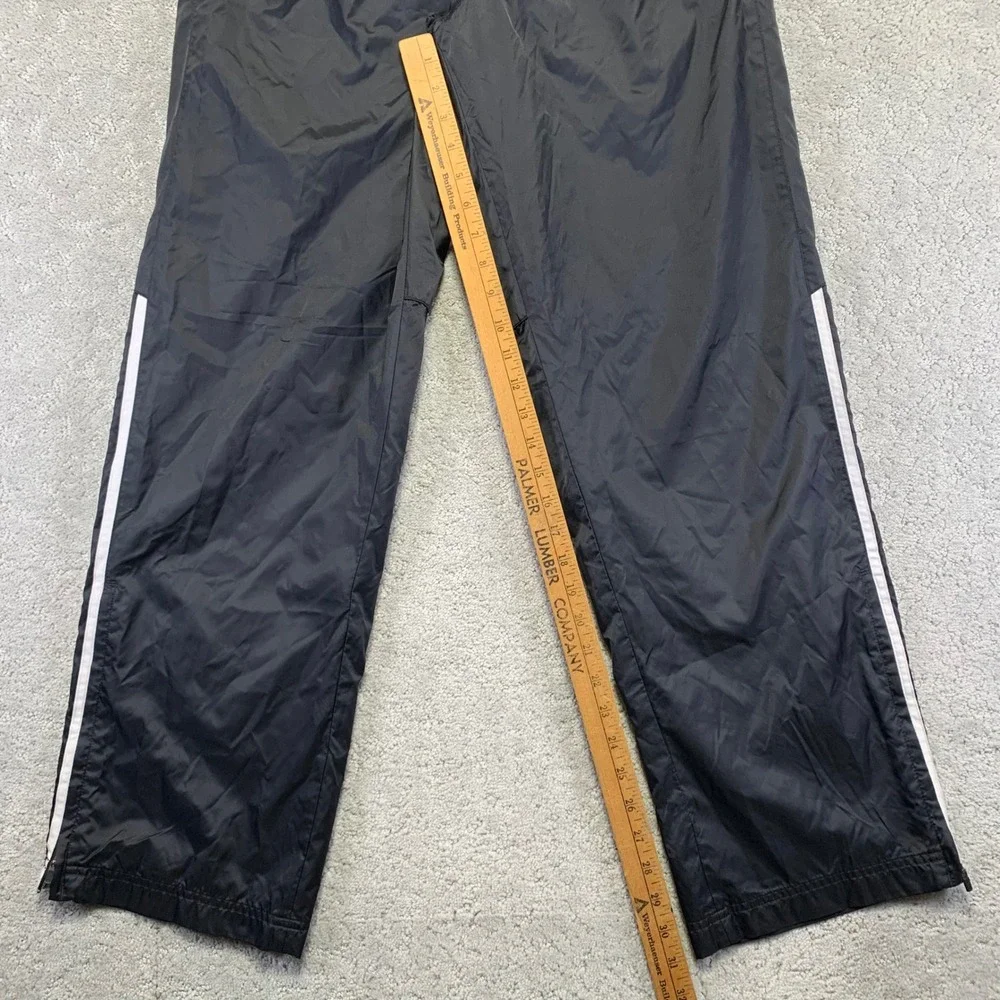 Adidas‎ Track Pants Mens Small Black Nylon Ankle Zip Stripes Drawstring Y2k